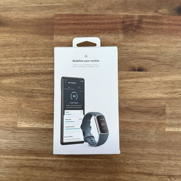 Fitbit Charge 5 Fitness & Health Tracker Platinum Stainless Steel Case Blue Band - Picture 6 of 16